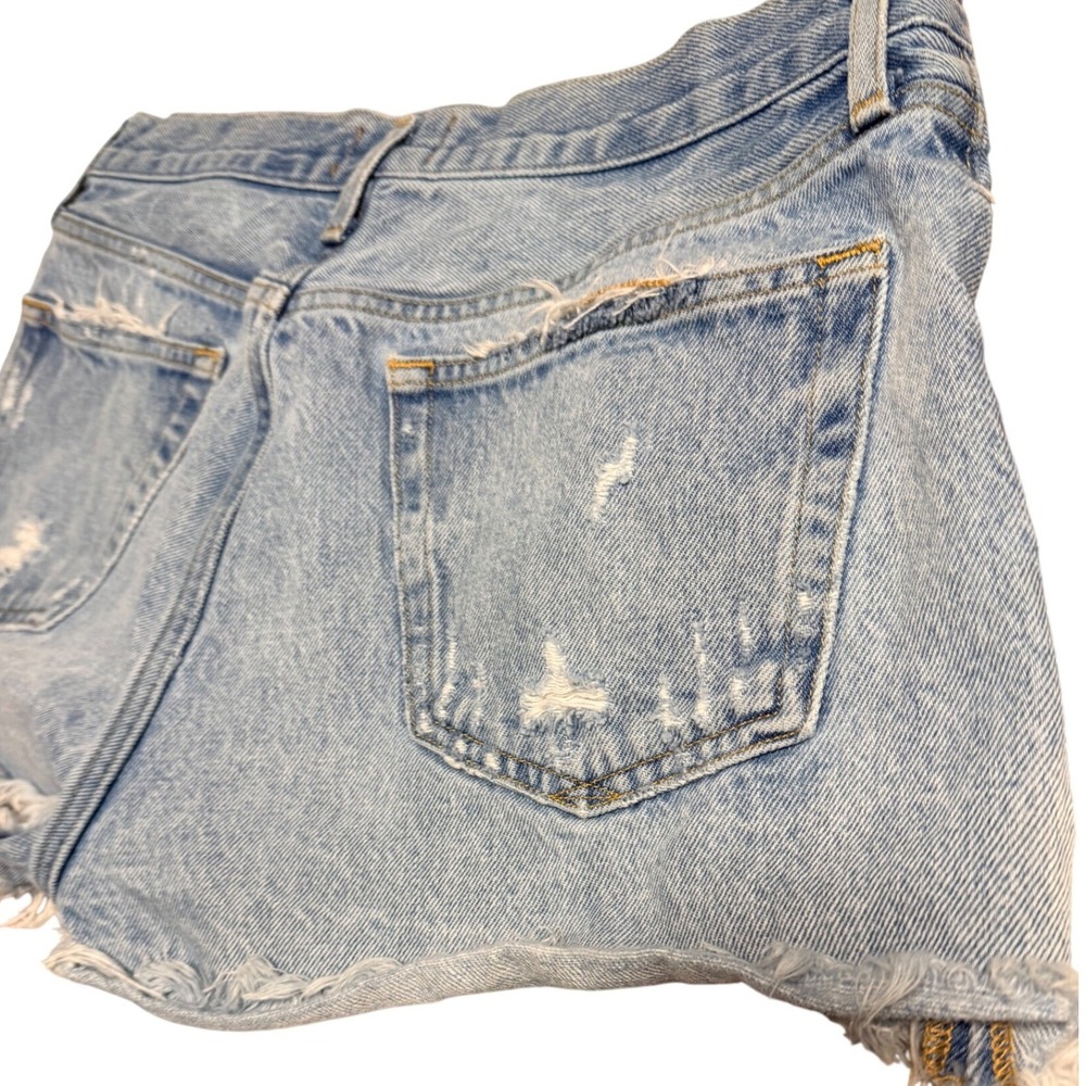Agolde Parker Vintage Cut Off Shorts Light Indigo Distressed Denim Size 27 - Picture 10 of 10